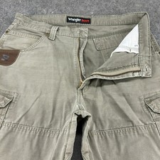 Wrangler Pants Mens 35x34 Brown Cargo Riggs Ripstop Workwear Utility Cotton