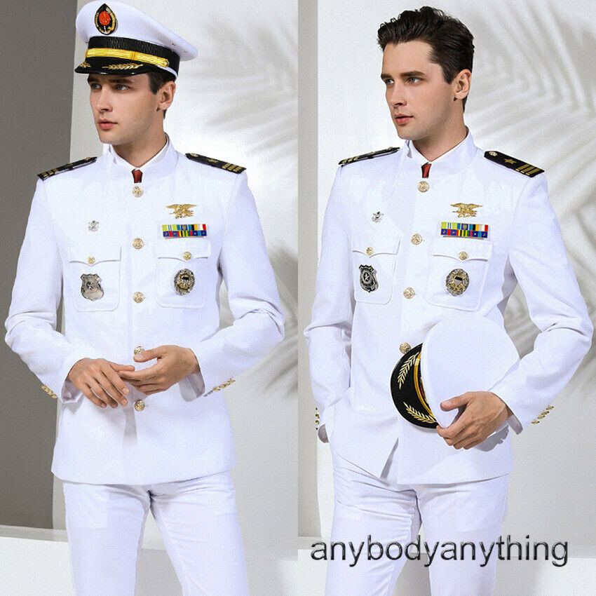 US Navy Military Uniforms White Mariner Sailor Yacht Captain American Army Suit US Navy Military Uniforms White Mariner Sailor Yacht Captain American Army Suit