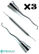 3× Dental Gracey Curettes 13/14 Periodontal Hollow Handle Premium Instruments
