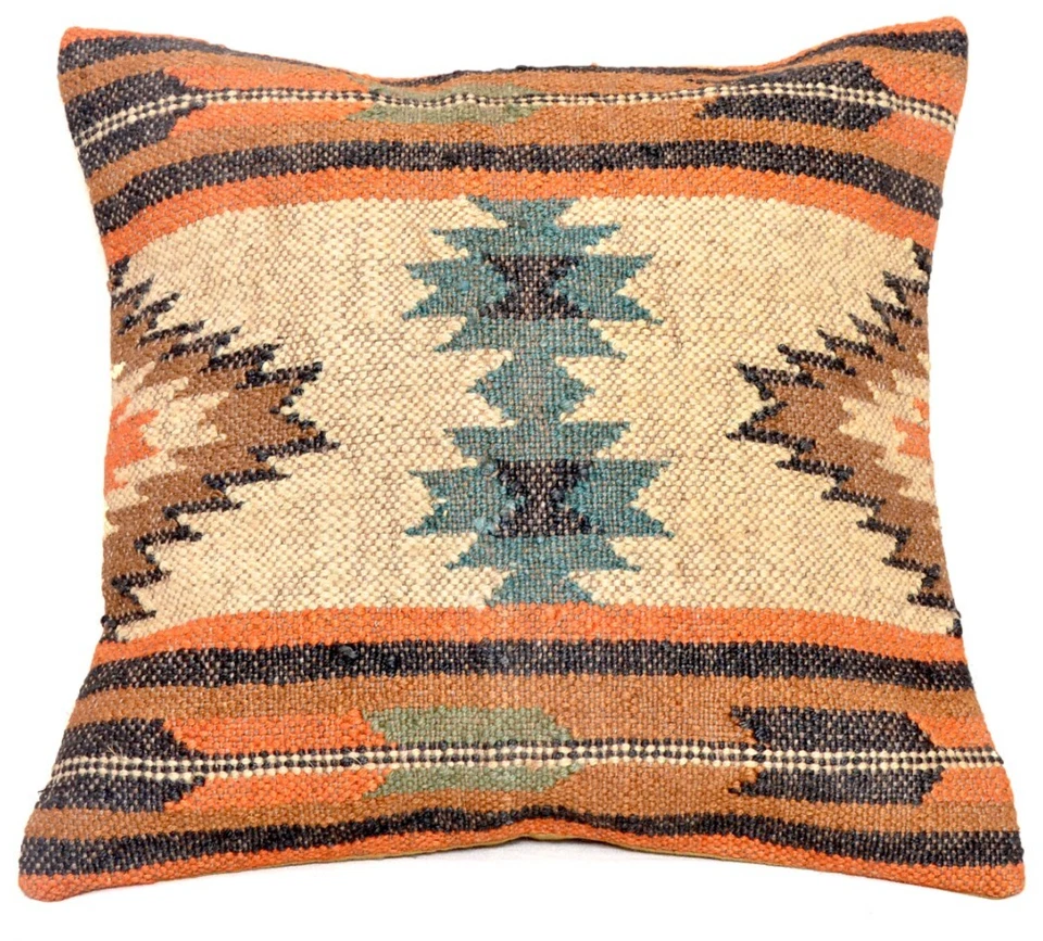 Juego de 4 fundas de cojín de yute para exteriores de 18x18" funda de almohada cuadrada decoración del hogar Foto 4 de 4