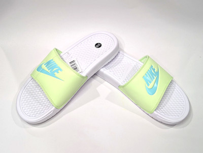 Nike Benassi JDI White/G-Ice/Volt Women's Slides Sandals-Asst Sz NWB 343881-113
