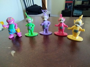 Teletubbies 1998 Figures Ragdoll Decopac Tinky Winky Laa-Laa Dipsey & Po +Barney