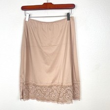 Vanity Fair Womens Half Slip Sz M Lace Nude Indie Sleeze Layering Coquette Fairy