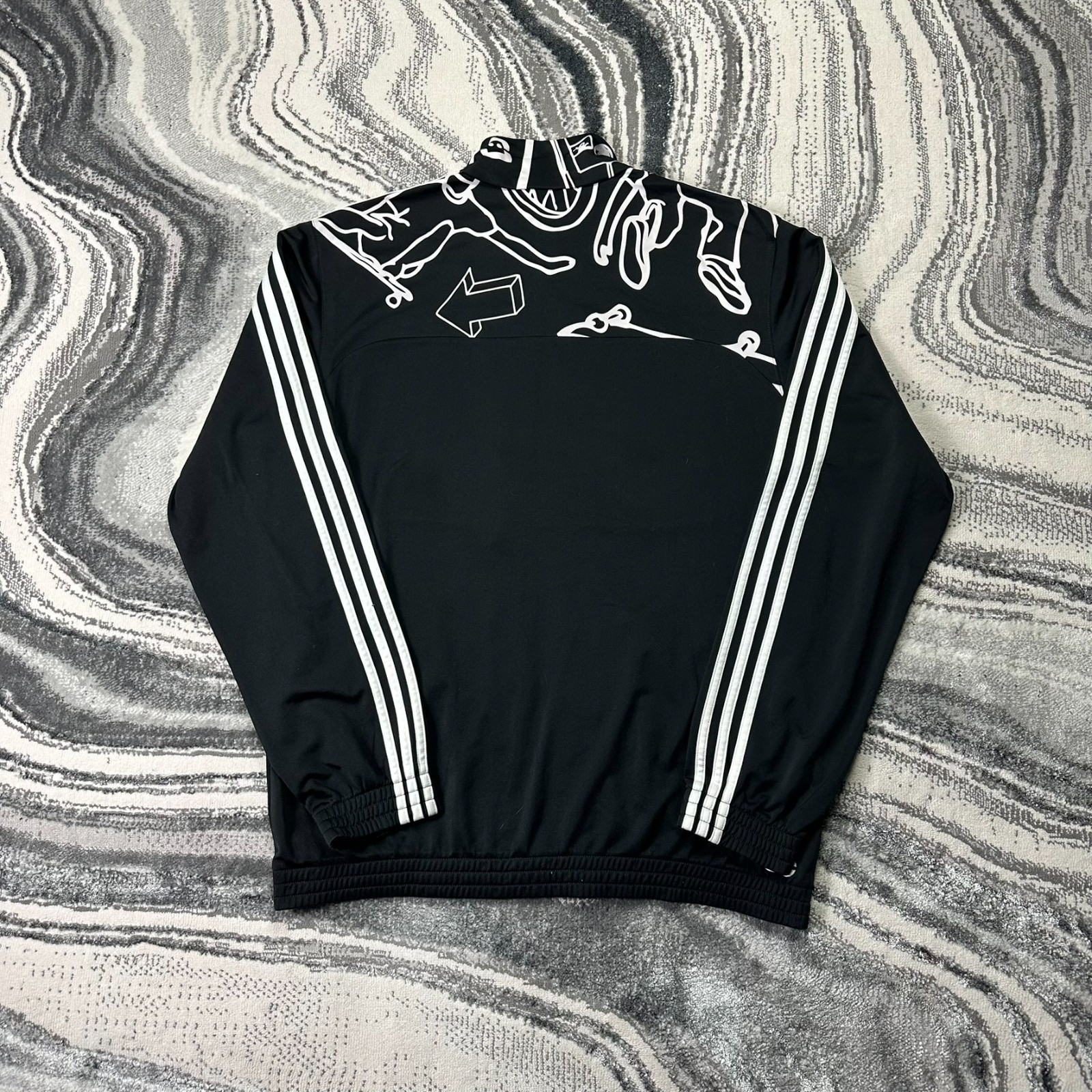 Vintage Adidas Skateboard Print Size XL Black Funnel Neck Tracksuit Track Jacket image 8