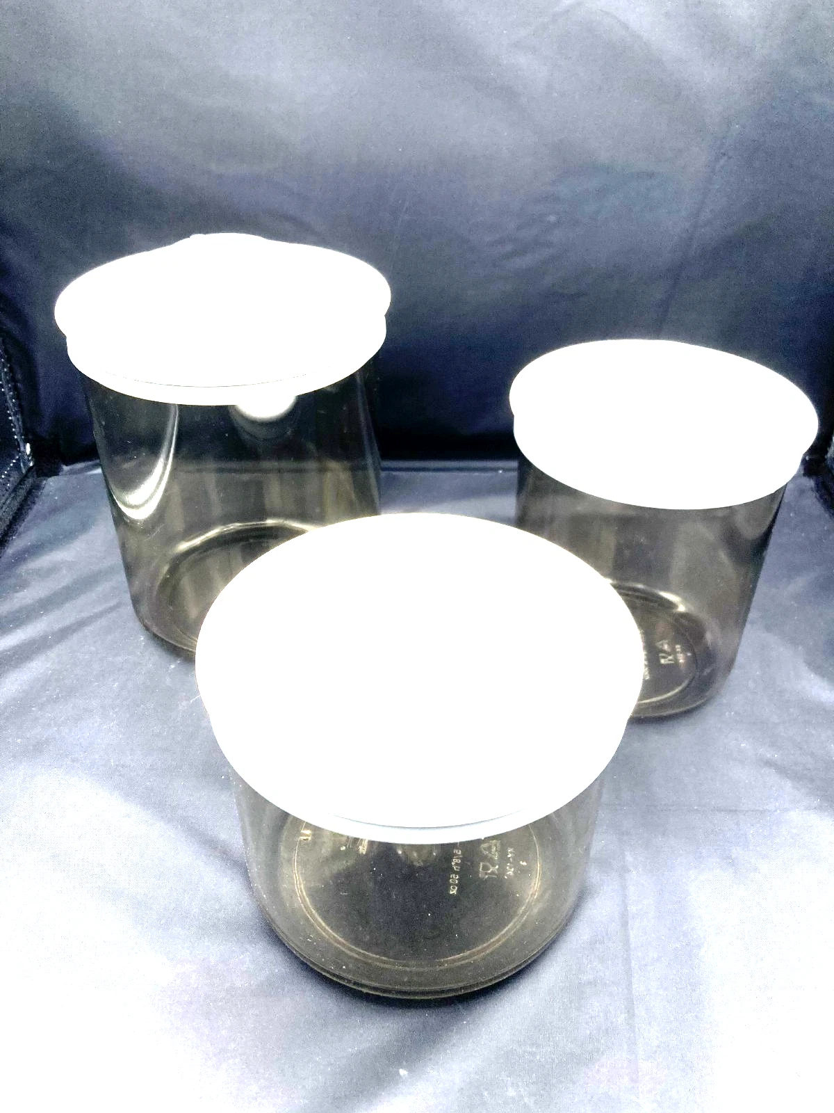 Vintage 2001 FoodSaver 3 Piece Snail Vacuum Storage Canister Set, 80/60/50 oz.