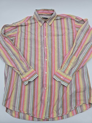 Bugatchi Uomo Classic Fit Button Up Shirt Men L Striped Multicolor Pocket #37071