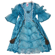 Girls Blue Princess Costume Cinderella Style Lace Ruffle Dress Gown 4 Halloween
