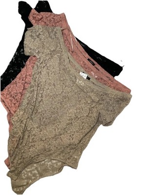 Ambiance Lace Shirts Pink, Beige, Black Size 3x