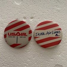 Airline Button Lot 2- US Air & Delta Air Lines Vintage Round Pinback