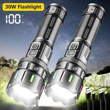 Super Bright 90000Lumen LED Flashlight Rechargeable Tactical Powerful Work Light