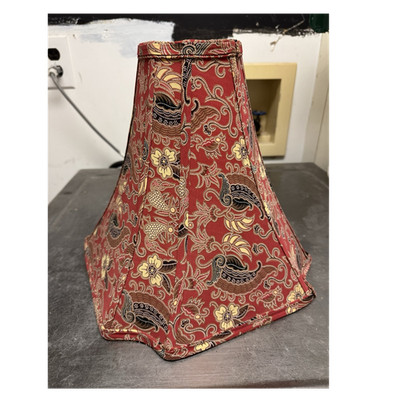 Red Floral Fabric Bell Lamp Shade with Metal Frame - Beige Black Brown