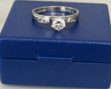 18ct White Gold Round CZ Solitaire Engagement Ring Hallmarked