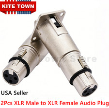 2x XLR Male to XLR Female Feed/Pass Thru Connector Adapter for D Panel Mounting