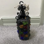 PETER  MARSH VINTAGE ROCK CRYSTAL & WROUGHT IRON LANTERN COLLECTABLE VERY RARE