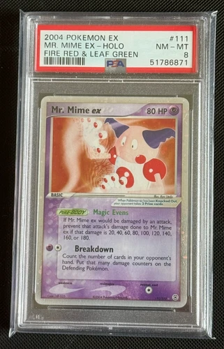 PSA 8 Mr. Mime EX 111/112 Fire Red & Leaf Green EX Pokemon Card Holo NM