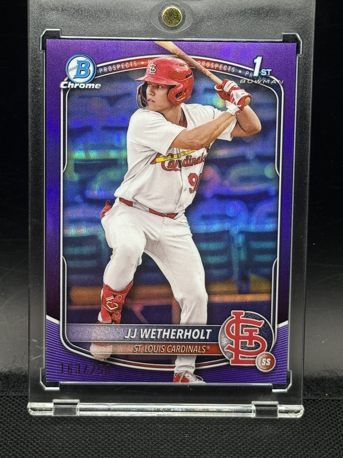JJ WETHERHOLT 2025 Bowman Chrome 1st True Purple Refractor RC /250 clean card