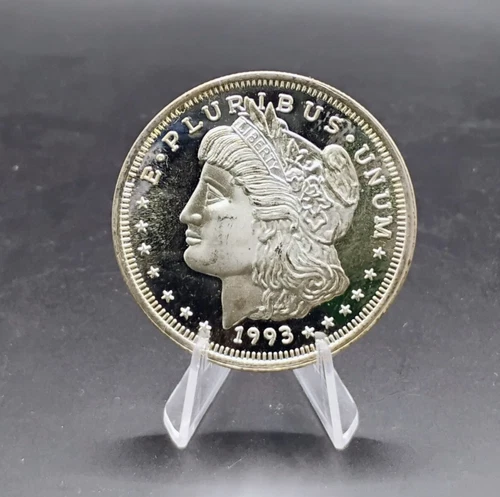 Vintage 1993 Morgan Silver Trade Unit One Troy Ounce Fine 999 Round APM