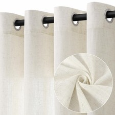 Natural Cream Linen Curtains 84 Inch Length 2 Panels for Living Room Bedroom,...