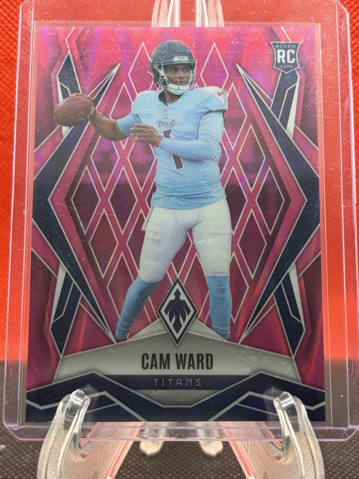 2025 Panini Phoenix Cam Ward Rookie Pink Seismic #194 Titans Football /75