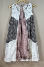 Women 18/20 Patchwork Boho Sleeveless A-line Dress Lace Cottage Beachy