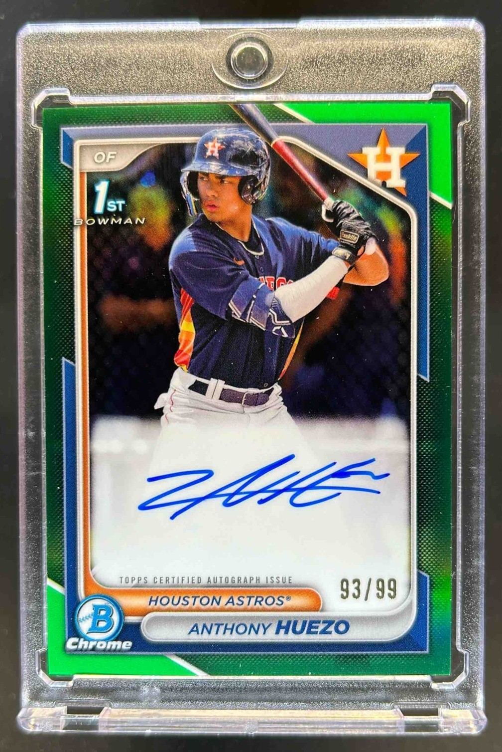 2024 Bowman Anthony Huezo Chrome Auto Green Refractor 1st #93/99 Astros