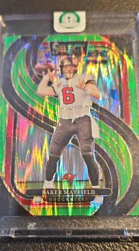 2024 Panini Select - Premier Level Baker Mayfield #108 Neon Green Shock 252/499