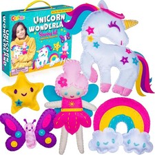 Magical Unicorn Sewing Kit for Girls 7 - Create 5 Adorable Felt Animals  a ...