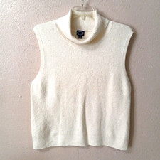 SCOOP Women Mock Neck Ribbed Sleeveless Sweater Size XL Knit Ivory 5524