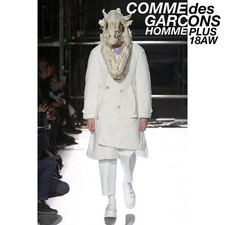 USED RARE 2018 COMME DES GARCONS HOMME PLUS HIGH-QUALITY ASYMMETRICAL BOA COAT
