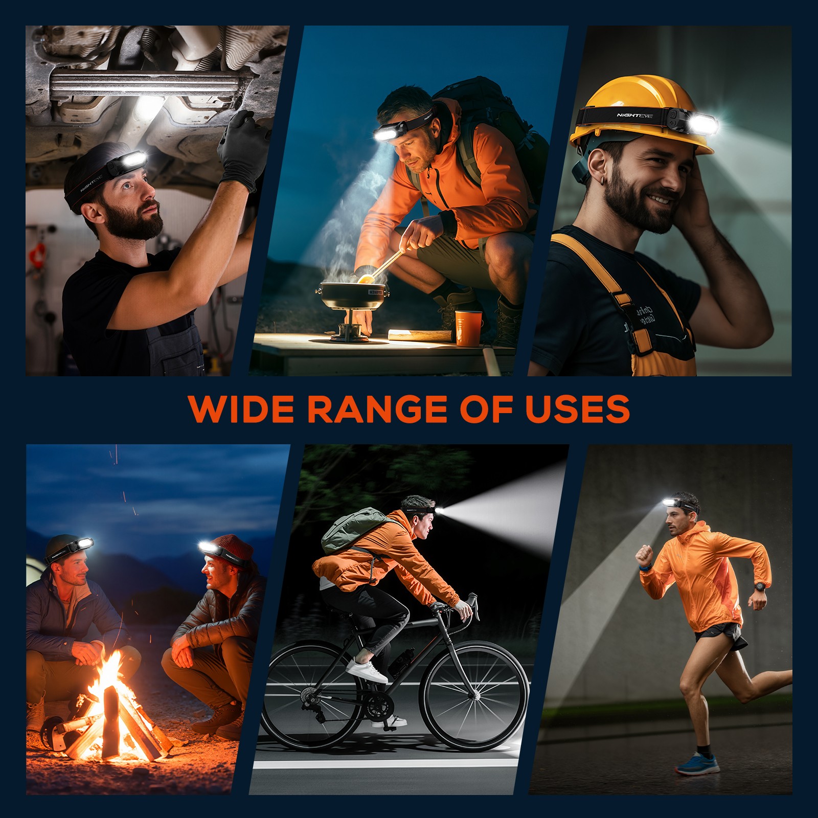 NIGHTEYE LED Camping Headlight Head Torch Lamp Camping Hiking Work Hunting Light