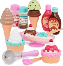 Battat Play Circle Toy Ice Cream Set 21pcs Pretend Play Kitchen Food Kids Age 3