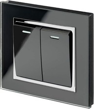 RETROTOUCH RMS22-B Crystal Double Light Switch, Black CHOME Trim, 2-Way, 10AX, 
