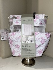 RESTORE 16 PIECE PINK DELPHINE FLORAL BOW SHOWER SET