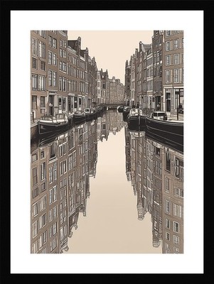 Gerahmtes Wandbild Poster Leinwanddruck Bild Serene Amsterdam Canals