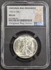 1943-D Walking Liberty 50C NGC MS64 BAG FRAGMENT Old Glory C&C Weekly 1c Auction