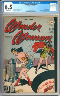 Wonder Woman #24 Bonito superhéroe de la Edad de Oro DC Comic 1947 CGC 6 5 sin restaurar