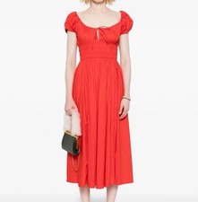 DÔEN Organic Cotton Quinn Midi Dress Women in Red Size XXS