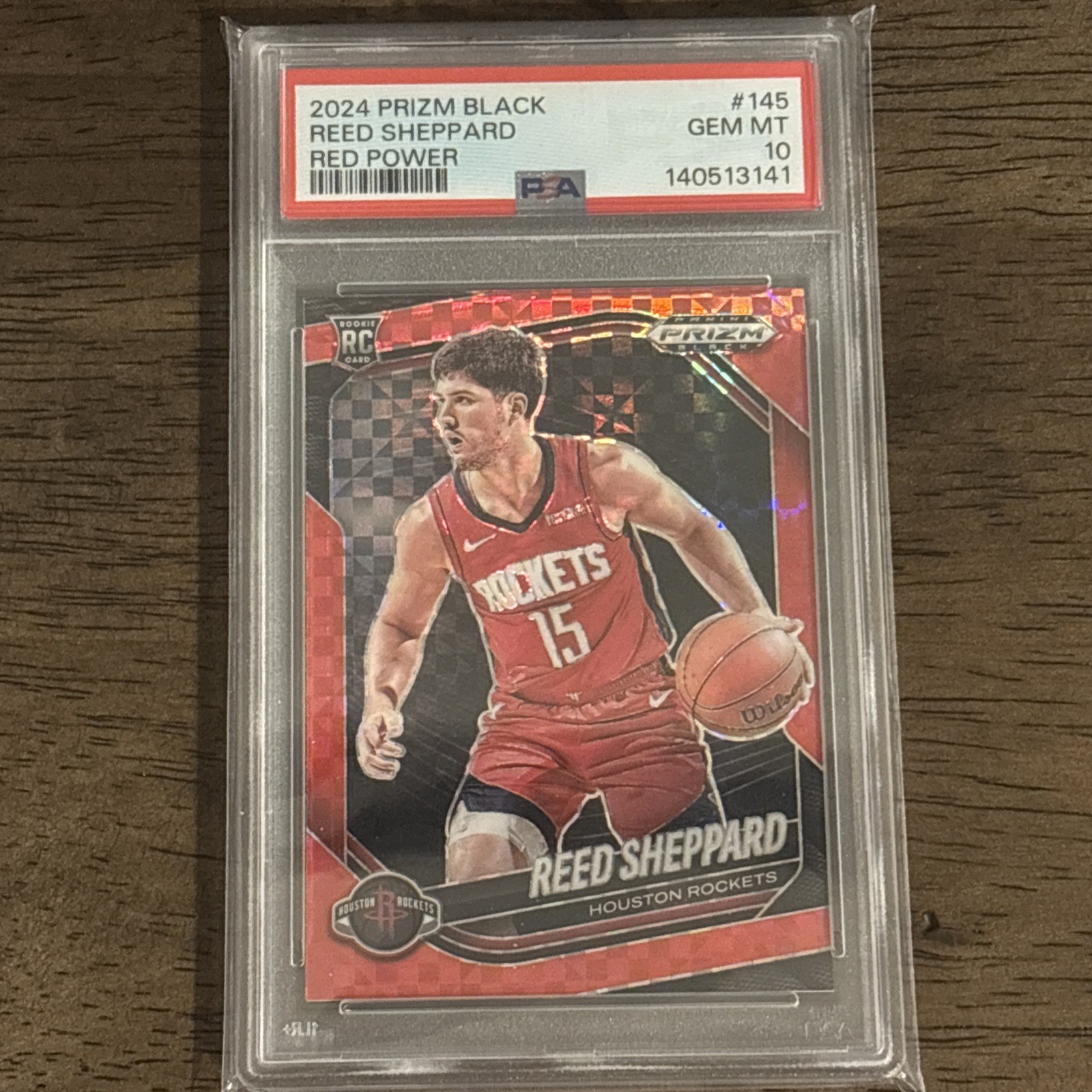 Reed Sheppard 2024-25 Panini Prizm Black #145 Red Power /75 Rookie PSA GEM MT 10