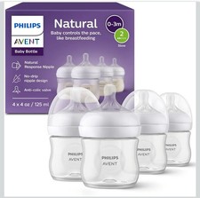 Philips Avent Natural Baby Bottles with Natural Response Nipples Slow Flow,...