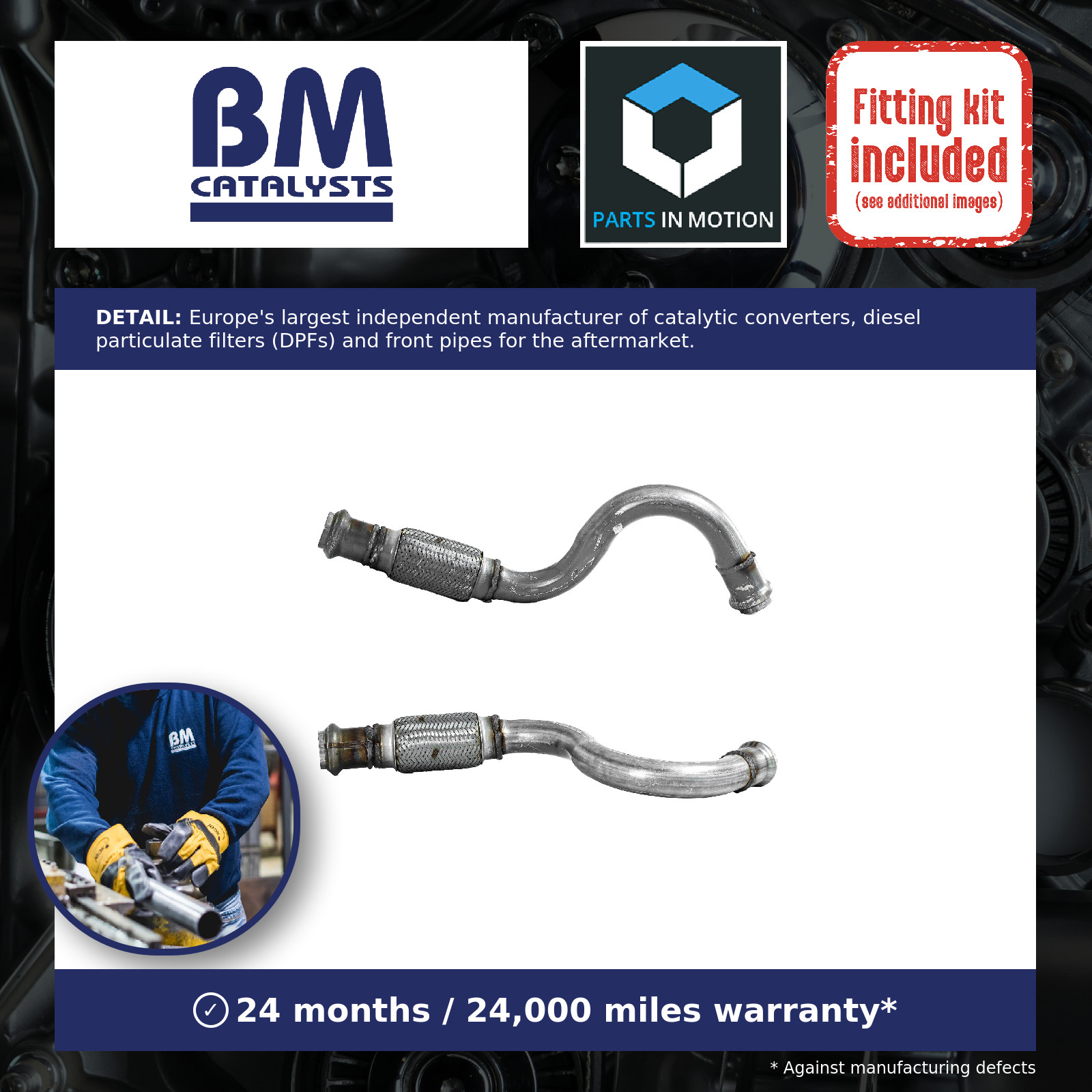 Exhaust Pipe + Fitting Kit Front BM51062K BM Catalysts Top Quality Guaranteed