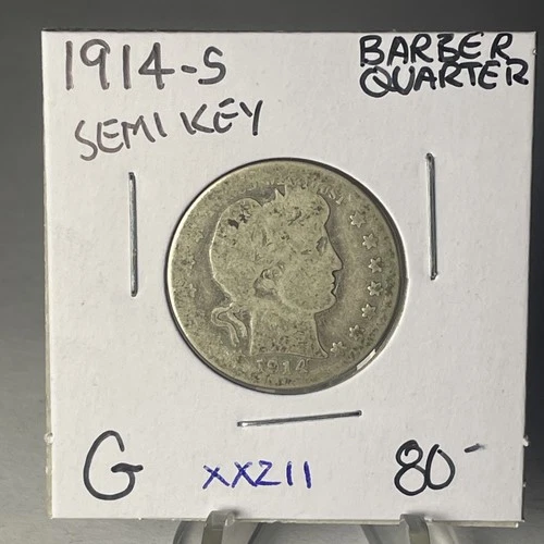 1914 S SEMI KEY BETTER DATE BARBER  QUARTER  In Good  Condition XX211