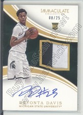 deyonta davis rookie auto jersey patch spartans michigan state college 2C #/25