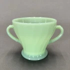 Fire King Jadeite Swirl Shell Open Sugar Bowl Anchor Hocking Green Glass