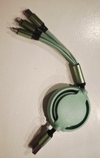 3-in-1 USB FAST Charging Cable TypeC, Micro USB SUniversalCharger Green US ship