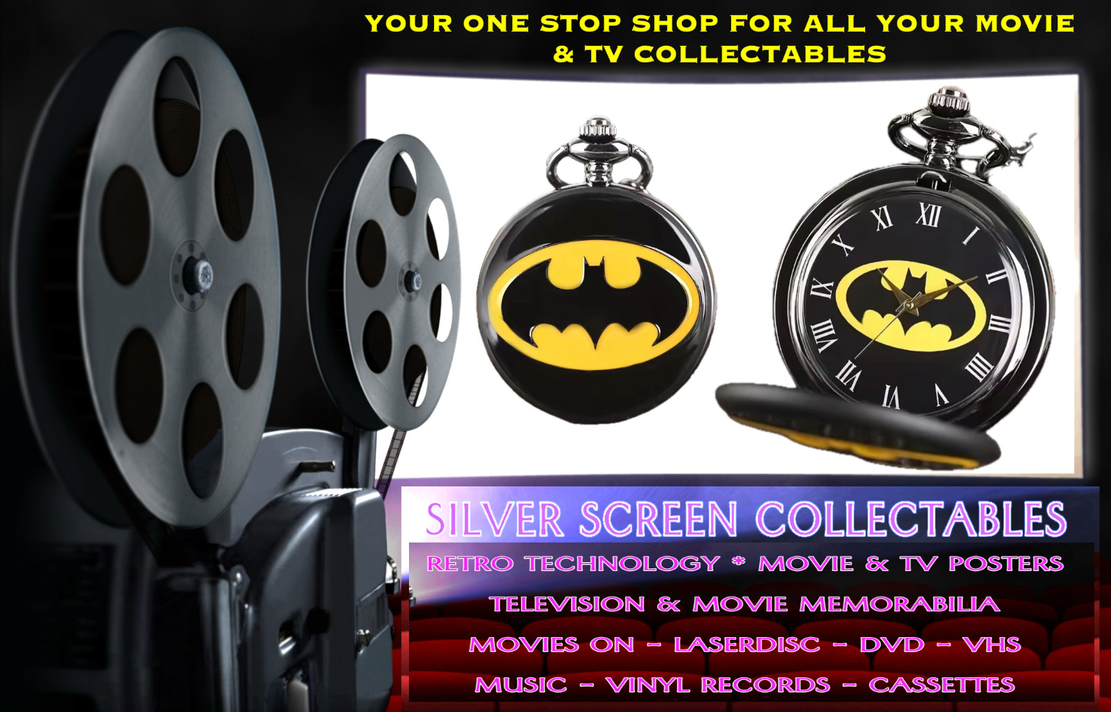 Batman Inspired Quartz Pocket Watch with Necklace Chain - Bat Symbol - Free Post