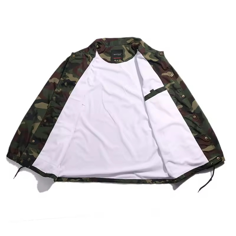 Men's Lightweight Water Resistant Button Up Windbreaker Coach Jacket thumbnail 7