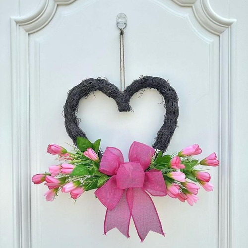Tulips Heart Flower Wreath Front Door Wreath Simulation Party Supplies