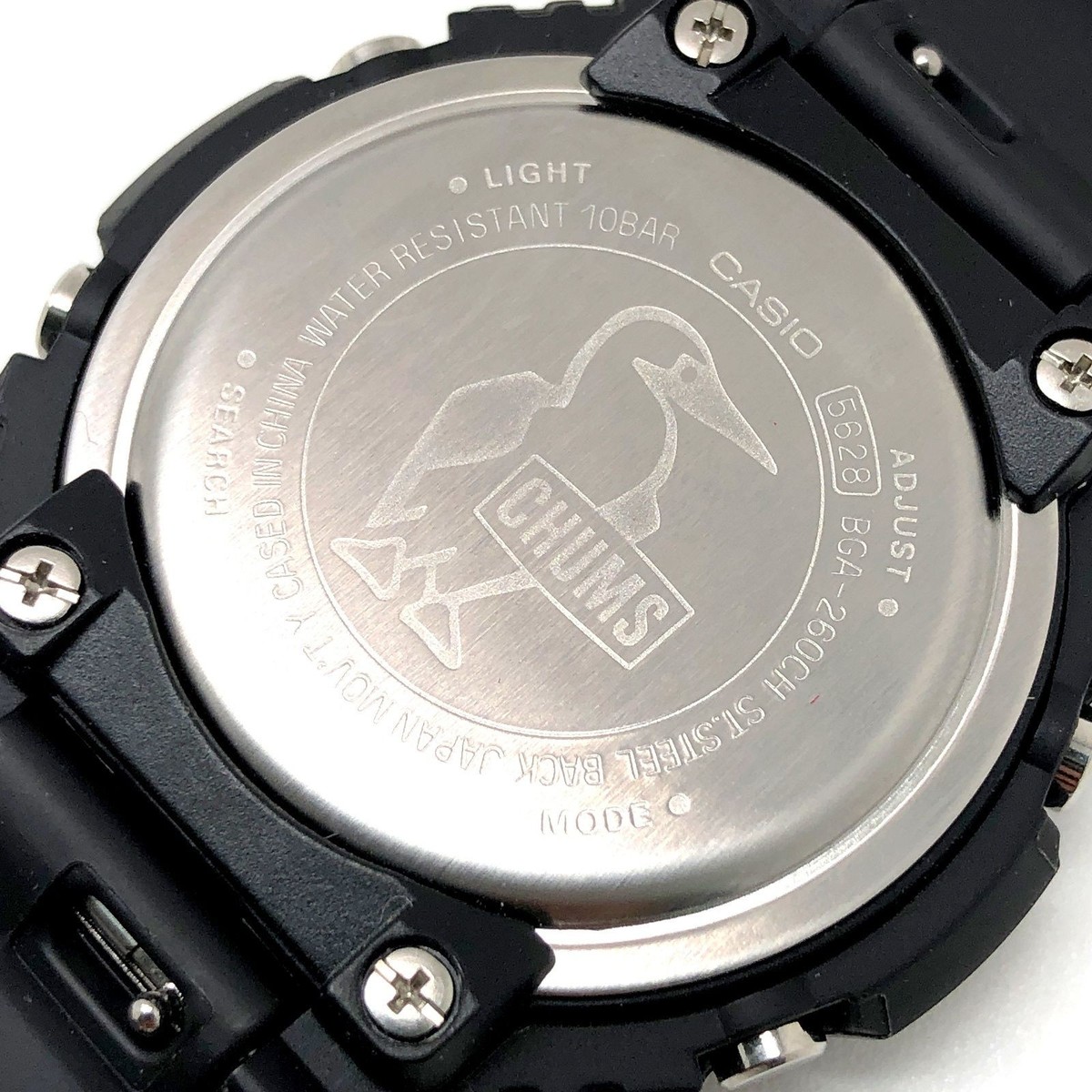 Baby-G BGA-260CH-1A CHUMS Collab Black Rainbow LED Used From Japan