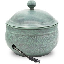 Key West Style Decorative Hose Pot with Lid in Blue Green