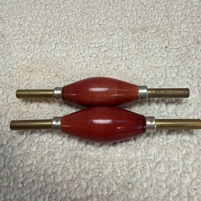 Vintage Clock Winding Keys Red Wood Handle West Germany Brass Lot of 2